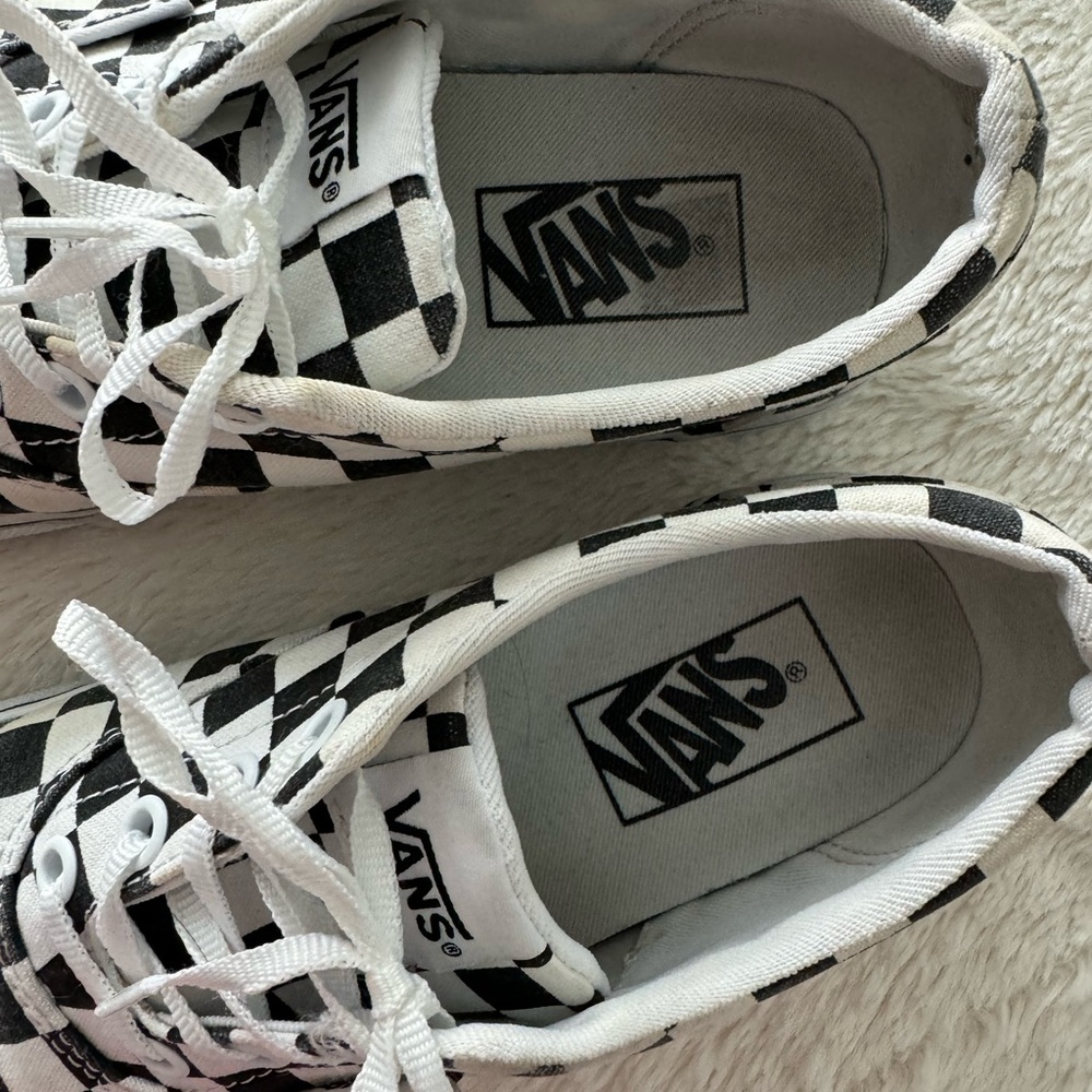 Vans original canvas lace up low-top checkered black and white sneakers - Picture 5 of 11